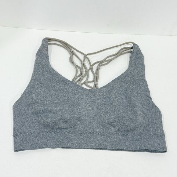 Pro-Fit Womens Seamless Knotted Sports Bra gray Wireless Strappy Racerback Small - Picture 6 of 16